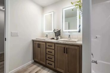 Interior layout of a spacious modular home dealers living room.