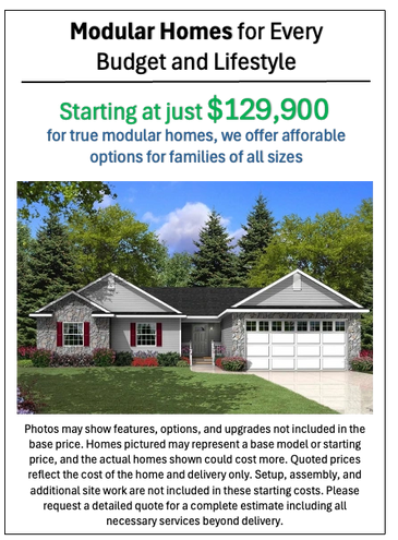 Manufactured and modular homes for sale in Northern Indiana with complete site work available.