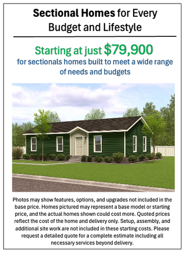 Manufactured and modular homes for sale in Northern Indiana with complete site work available.