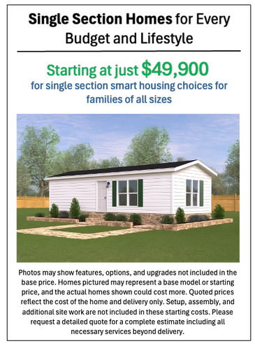 Affordable singlewide modular home in Goshen, IN with modern exterior and clean landscaping.