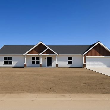 Modular home living room with natural light and modern finishes