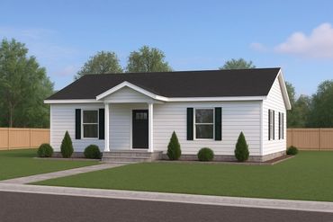 Open concept kitchen and dining area in modular home