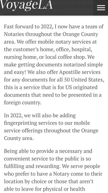 MobileOCNotary as featured in VoyageLA, voyagela.com talks about Mobile OC Notary Community Highligh