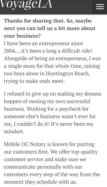MobileOCNotary as featured in VoyageLA, voyagela.com talks about Mobile OC Notary Community Highligh
