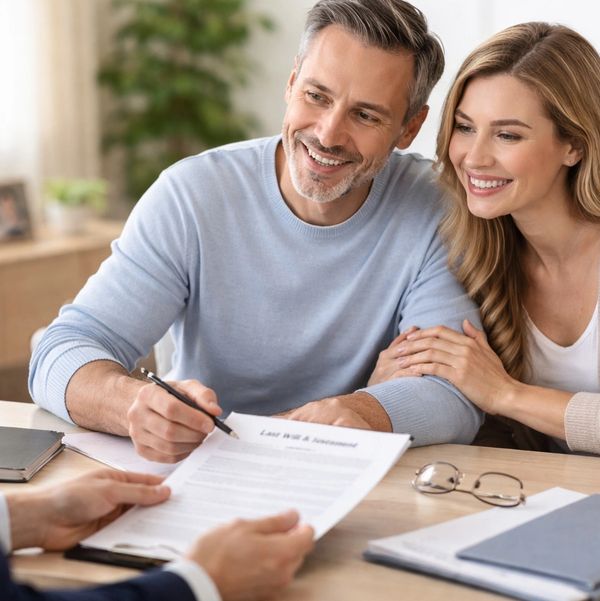 A couple signing their Will.