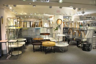 Aking Trading show room in Taipei City, Taiwan. Coffee tables and side tables category.