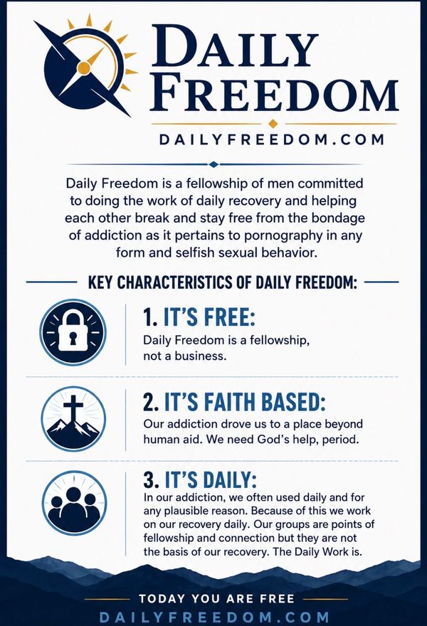 Daily Freedom fellowship supporting men in addiction recovery from pornography.