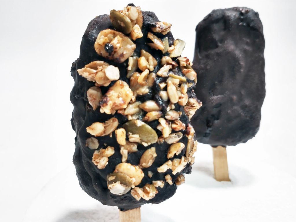 Carob and Granola Covered Vanilla Almond Ice Cream Bars