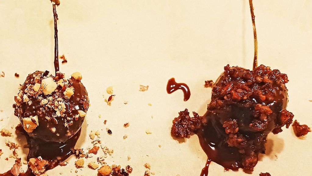 Sweet Dark Cherries Coated with Carob and Almonds