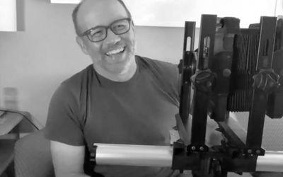 Rick himself demonstrating the use of a view camera during a Zoom Lecture