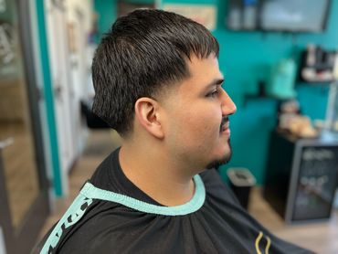 Precision Bald Taper With A Soothing Face Shave & Mustache Line Up.