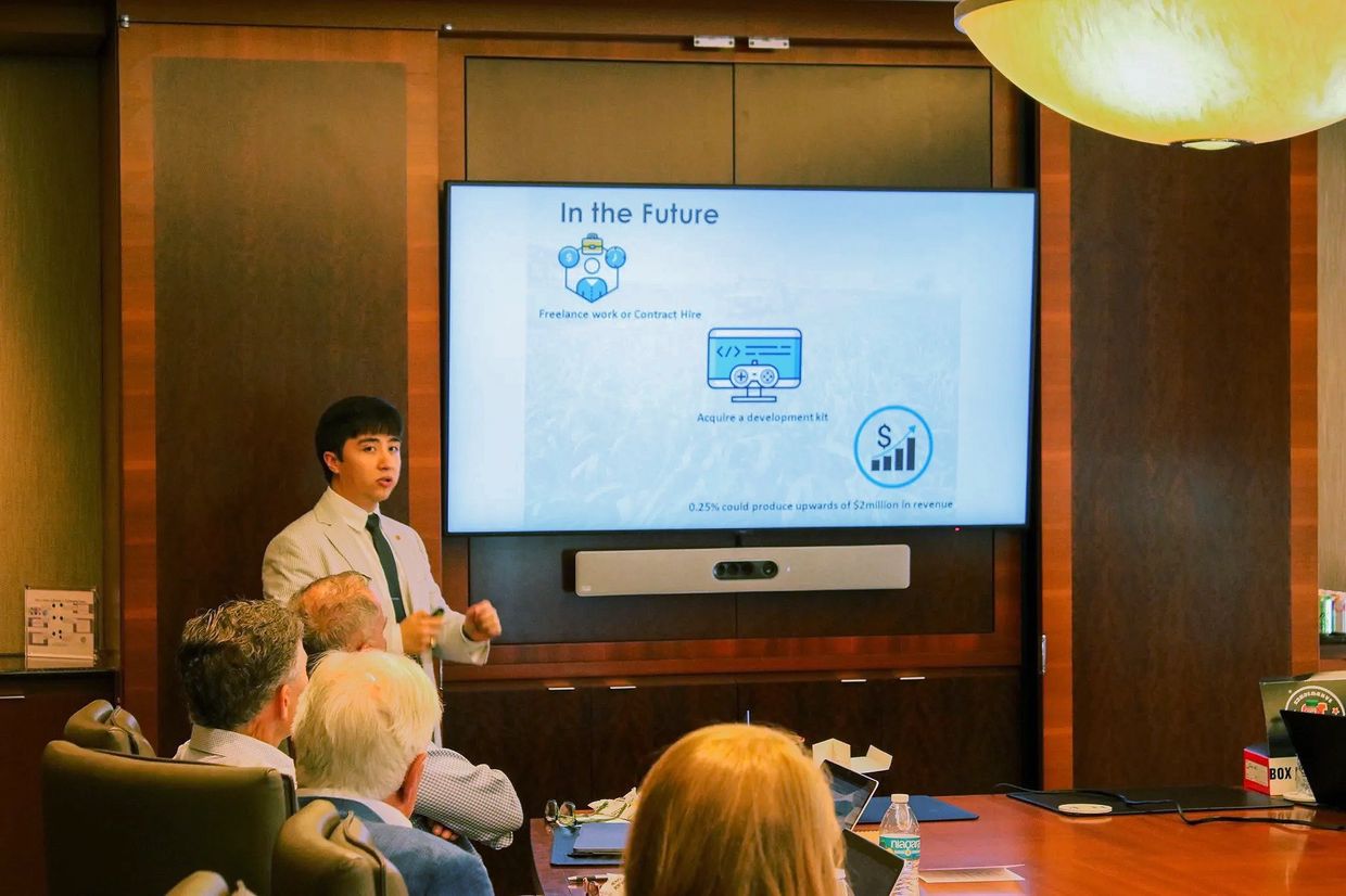 Carlos Morales pitching a digital agritourism project in Charleston, South Carolina.