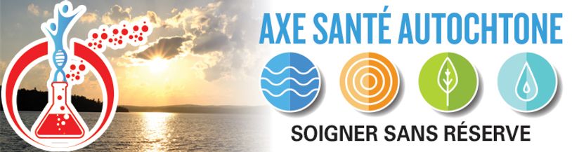 Bannière Axe Santé Autochtone avec icônes naturelles et slogan.
