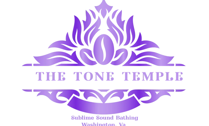 Elegant purple logo for The Tone Temple, a sound bathing destination in Washington, Virginia.