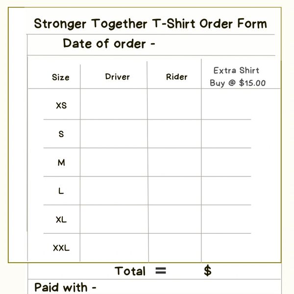 T-Shirt Order Form