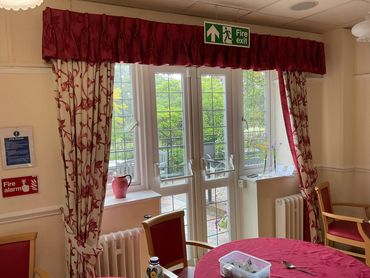 The old curtains, in this care home dining room