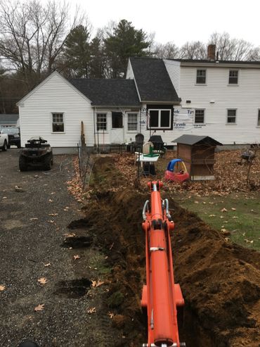 Trench for electrical service.