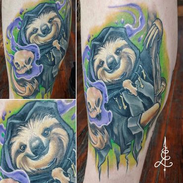sloth tattoo, denver tattoo, lakewood tattoo, colorado tattoo