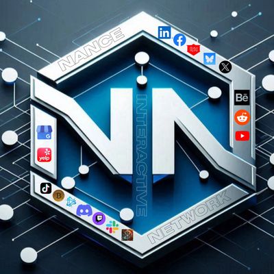 The Nance Interactive Network visual represents a connected digital ecosystem.