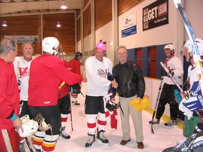 Bob Tessier presented Dave "Pinky" Kates with appropriate headgear.