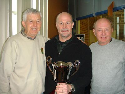 Orville Burchby's son, Mark Burchby, with Ron Panchyshyn and Dale Mcllhargey.