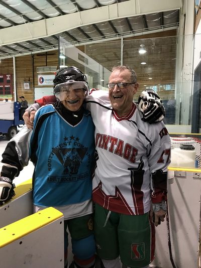 Walter Babiy with Teal's good luck charm, Jim Knull.