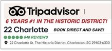 #1 B&B in Historic Charleston, SC