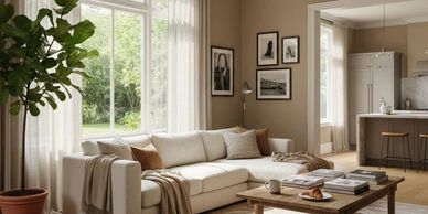 Corporate cleaning process inside the living room