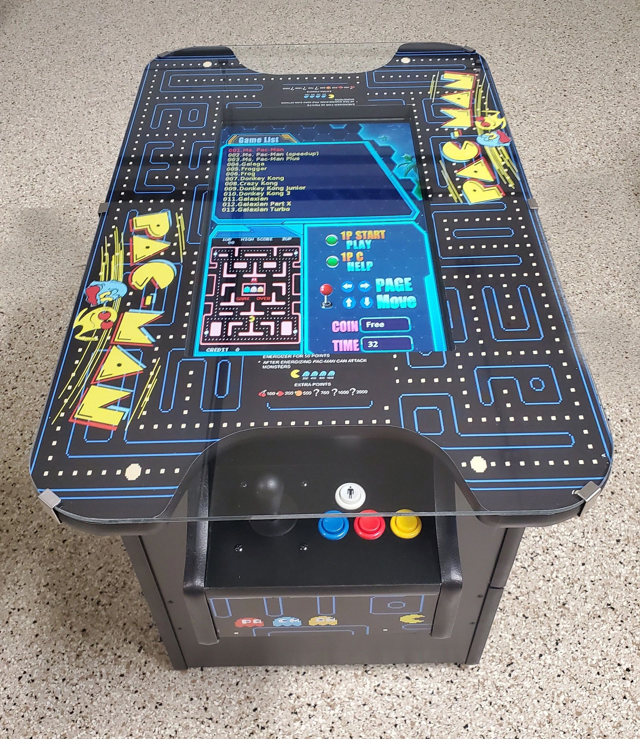 Play all the classic arcade games from the 80's and 90's on this cocktail arcade machine.
