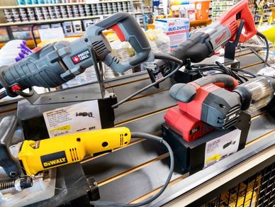 Full selection of power tools  in-stock, available and for sale at local hardware store near me