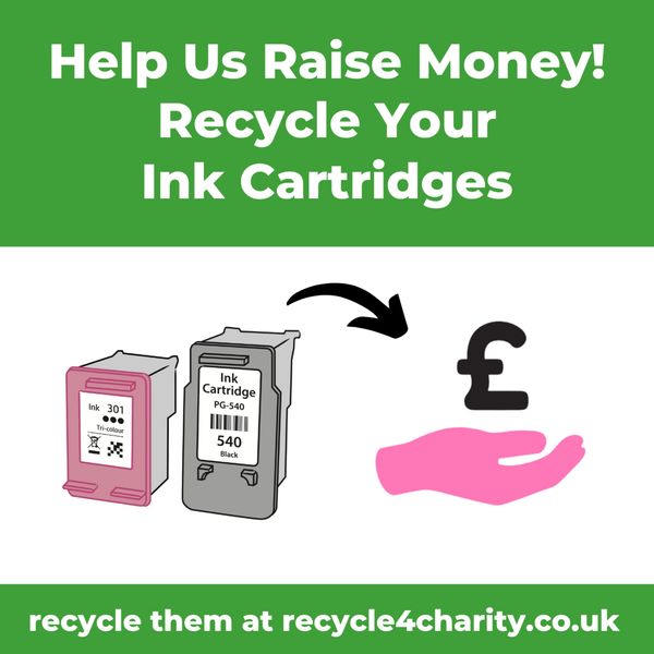 Recycle ink cartridges to raise money for charity.