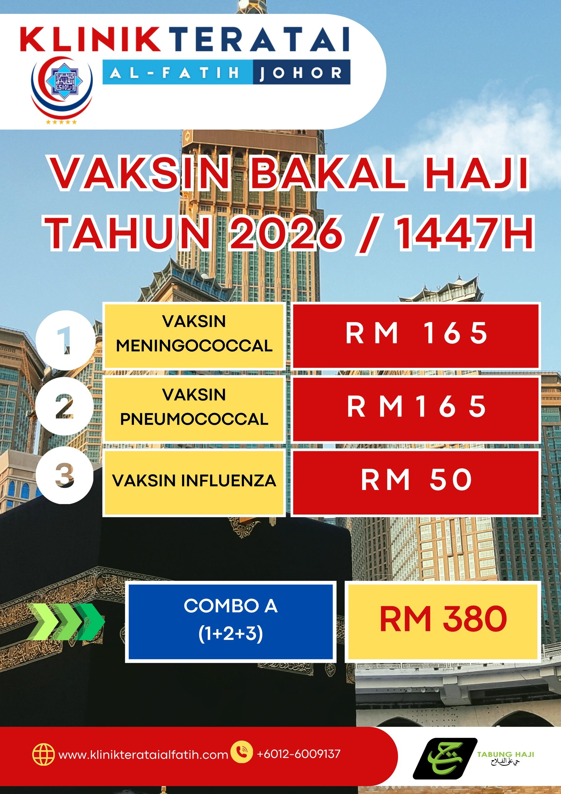 Pemeriksaan Haji dan vaksin HAJI Tahun 2026 TAMAN UNIVERSITI KANGKAR PULAI SKUDAI TABUNG HAJI
