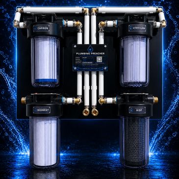 Our four stage whole house water filter with water softener loop.