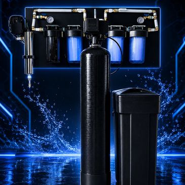 Plumbing Preacher four stage filter system with water softener and bypass with U.V. filtration.