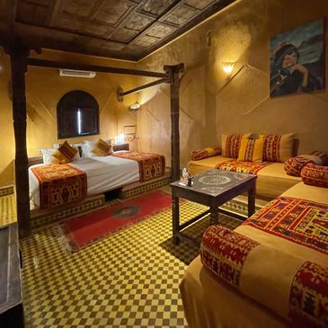A hotel room in Morocco.