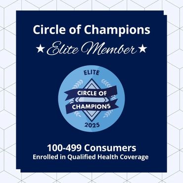 Circle of Champions Elite Member badge for 100-499 consumers with qualified health coverage.