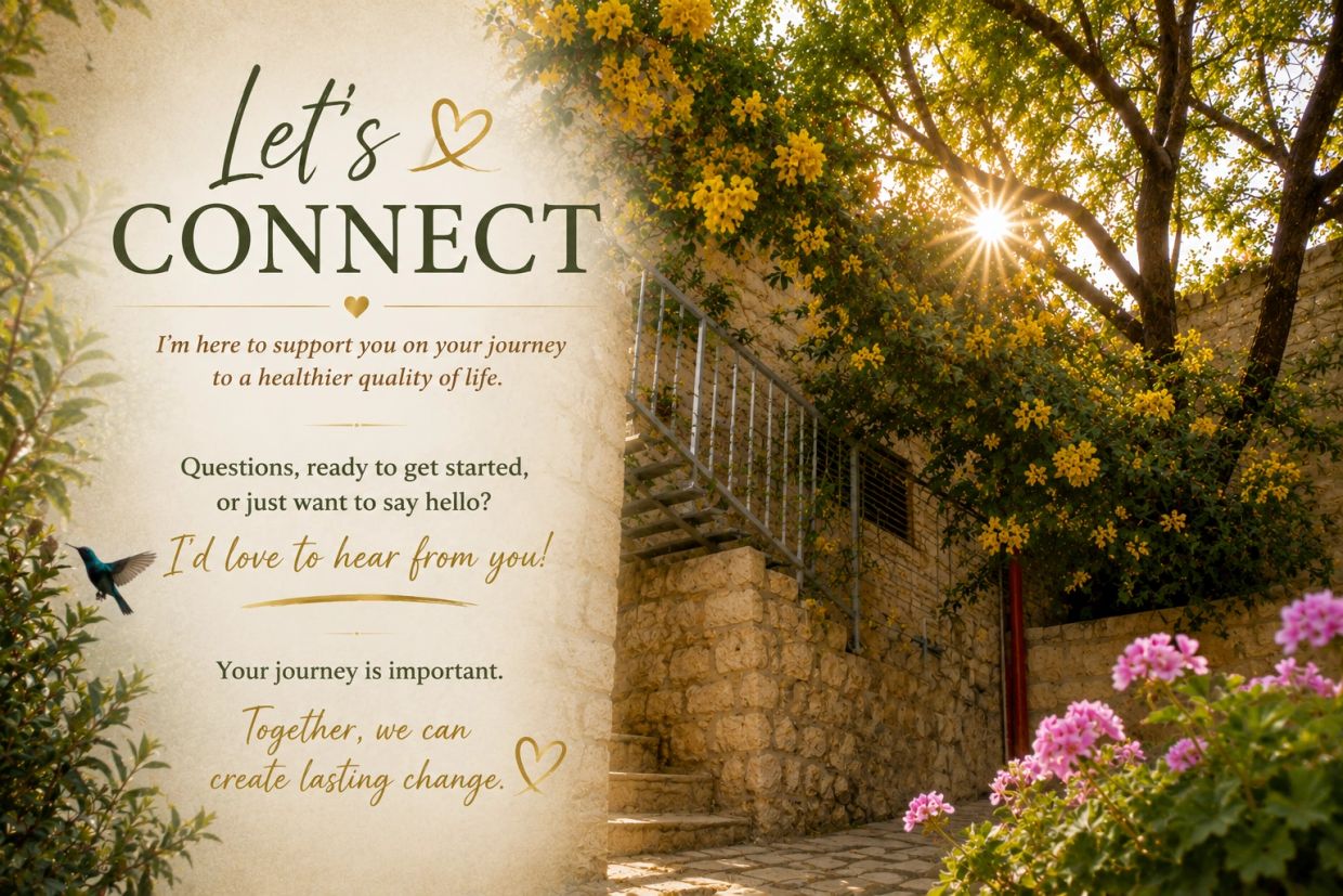 Inspirational message encouraging connection and support for a healthier life journey.