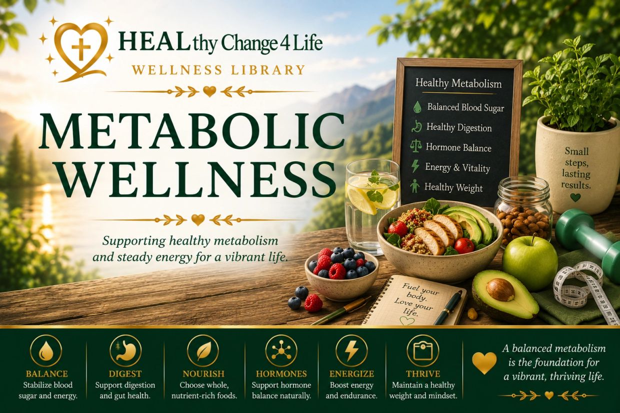 Metabolic wellness guide with healthy foods and tips for balanced metabolism.