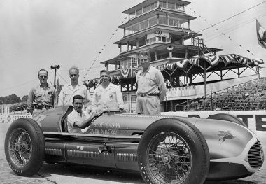 Mauri Rose and his Blue Crown Spark Plugs Special were hits at the Indianapolis Motor Speedway in the 1940s. Son Mauri Rose Jr., said his dad, who competed in 15 500 Mile Races, won in 1941, 1947, and 1948 but reminded that because of no racing during World War II, "in his prime years, really, there was no race." (Photo from the Indianapolis Motor Speedway Museum archives) Mauri Rose and his Blue Crown Spark Plugs Special were hits at the Indianapolis Motor Speedway in the 1940s. Son Mauri Rose Jr., said his dad, who competed in 15 500 Mile Races, won in 1941, 1947, and 1948 but reminded that because of no racing during World War II, "in his prime years, really, there was no race." (Photo from the Indianapolis Motor Speedway Museum archives)