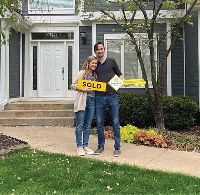 First time home buyers after closing day on their new house
