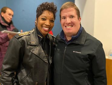Dylan and Dallas Police Chief Renee Hall posing for a photo in early February 2020.