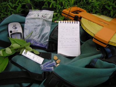 Thor Hanson's field equipment for a project on the population genetics of rainforest trees