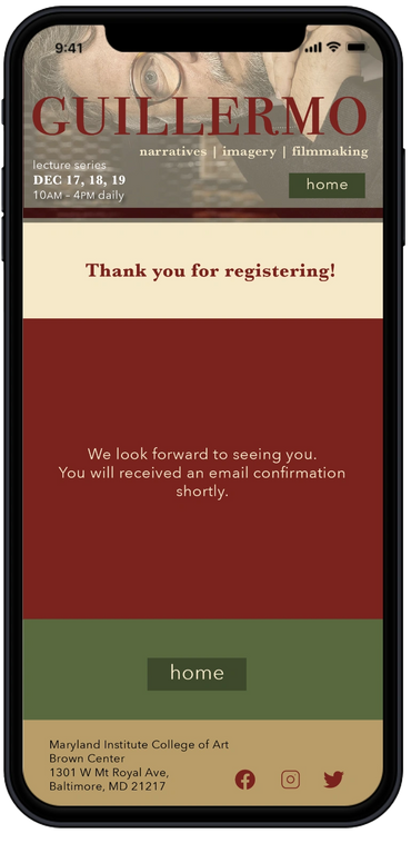 The Thank You page confirms registration and notifies the viewer of a pending confirmation email