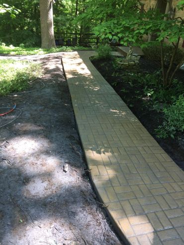 Stamped concrete walk way