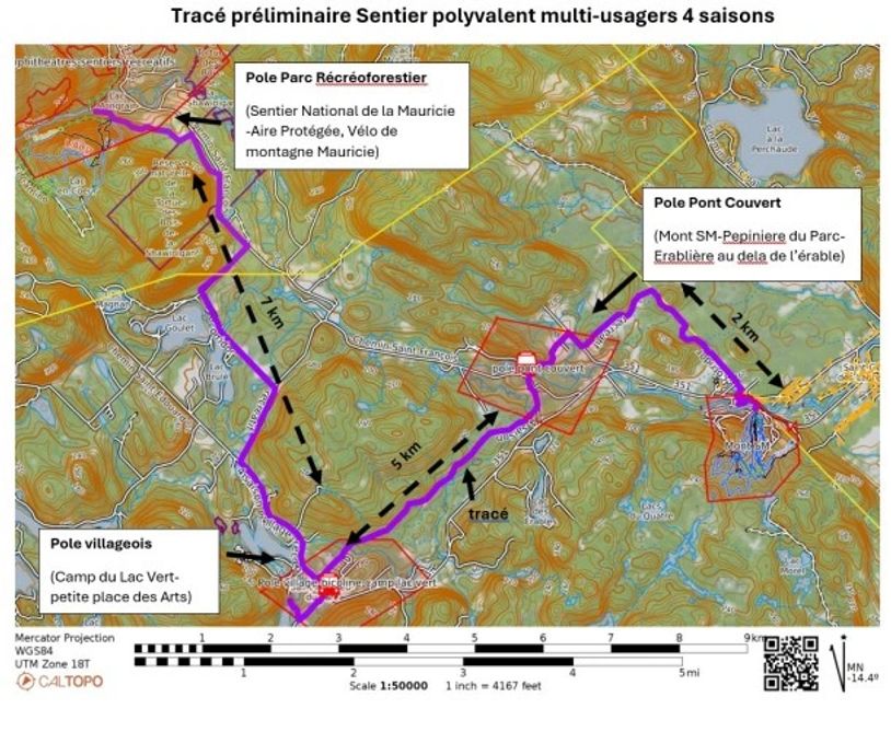 Tracé potentiel d'un sentier polyvalent multi-usagers 4 saisons