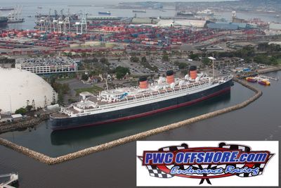 The majestic Queen Mary at the South Shores ramp in Long Beach, CA USA