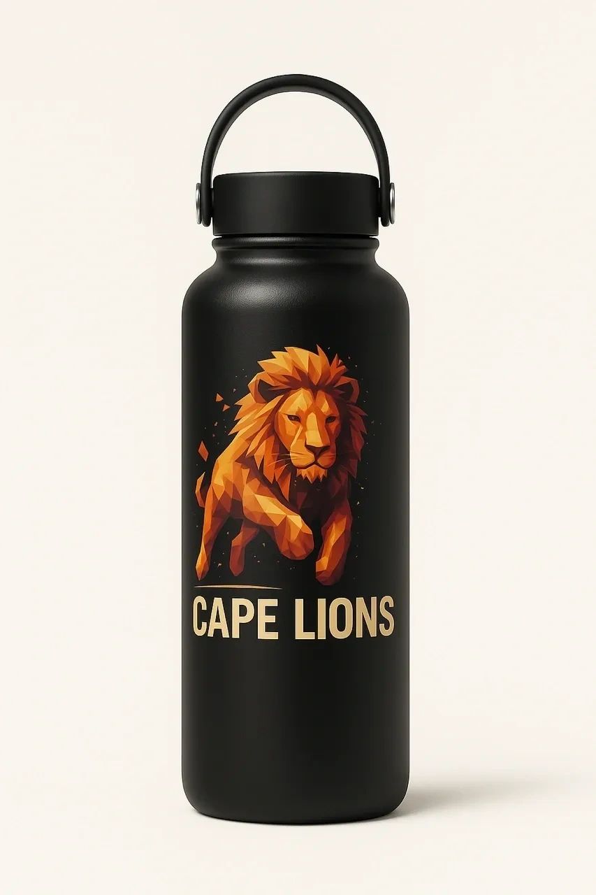 Cape Lions Black Stainless Steel Water Bottle - 600ml