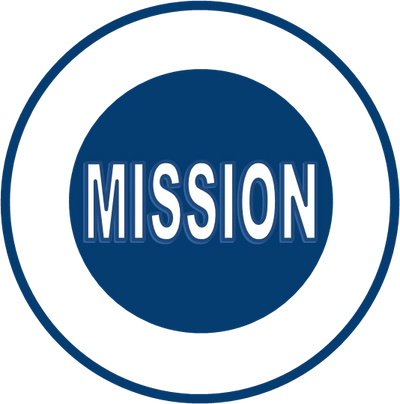 Blue circle with the word Mission for Destinyland Christian Center mission statement.