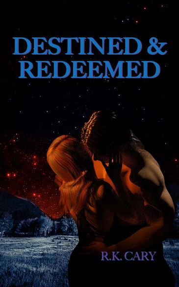 Romantic couple embraced under a starry night sky on a book cover.