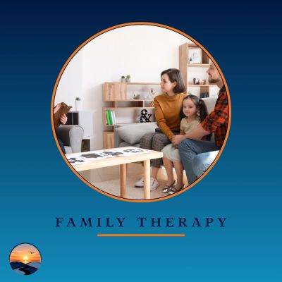 Family therapy session with a father, mother, and daughter.